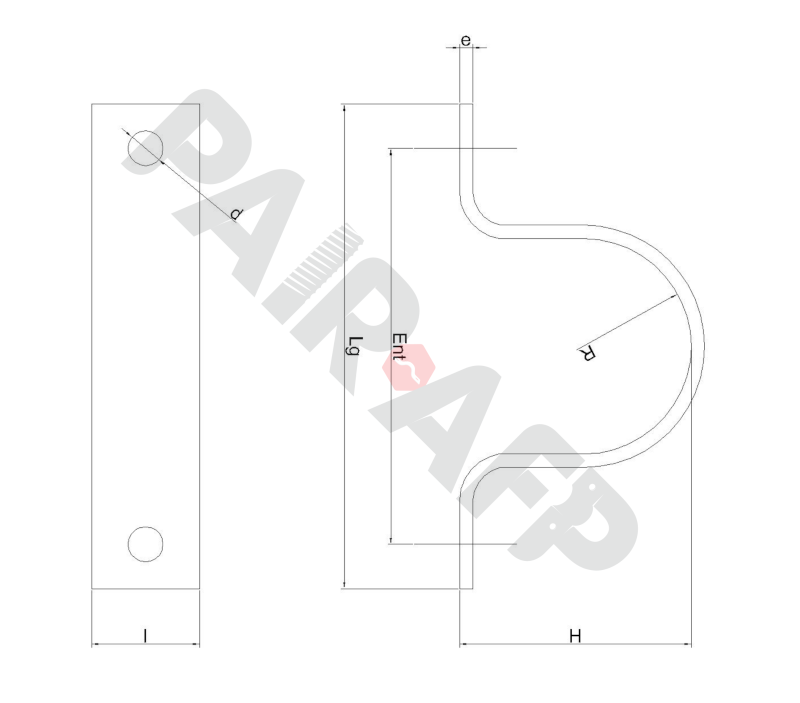 Plan technique détaillé d'un collier pour fixation métallique Plan technique d'un collier