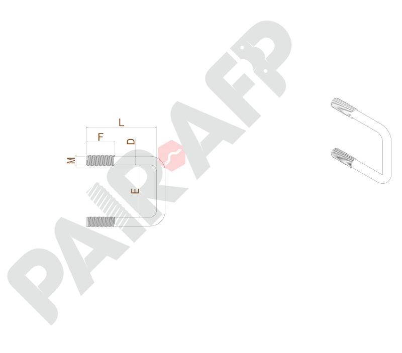 Plan technique détaillé d'un étrier carré en fer pour fixation dans le béton Plan technique d'un étrier carré en fer pour fixation